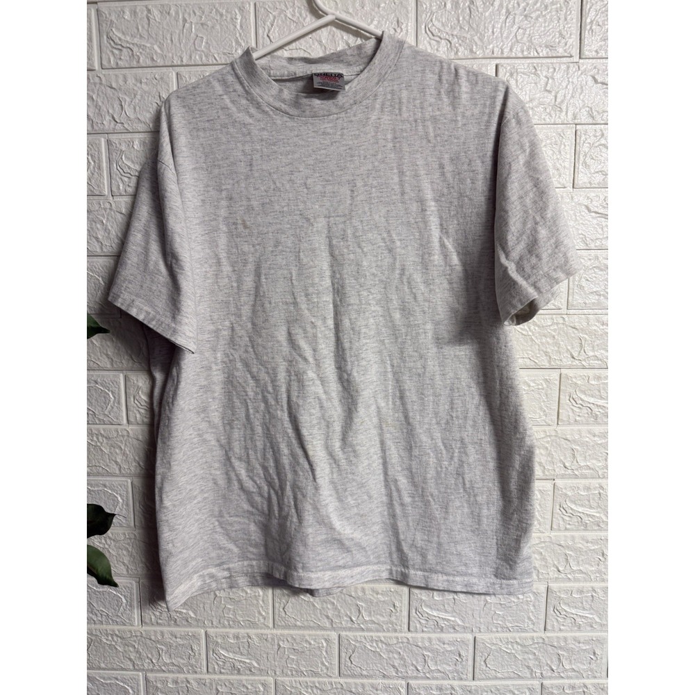 Vintage Oneita Power T Shirt Mens Large Gray Single Stitch 90s Blank Crewneck